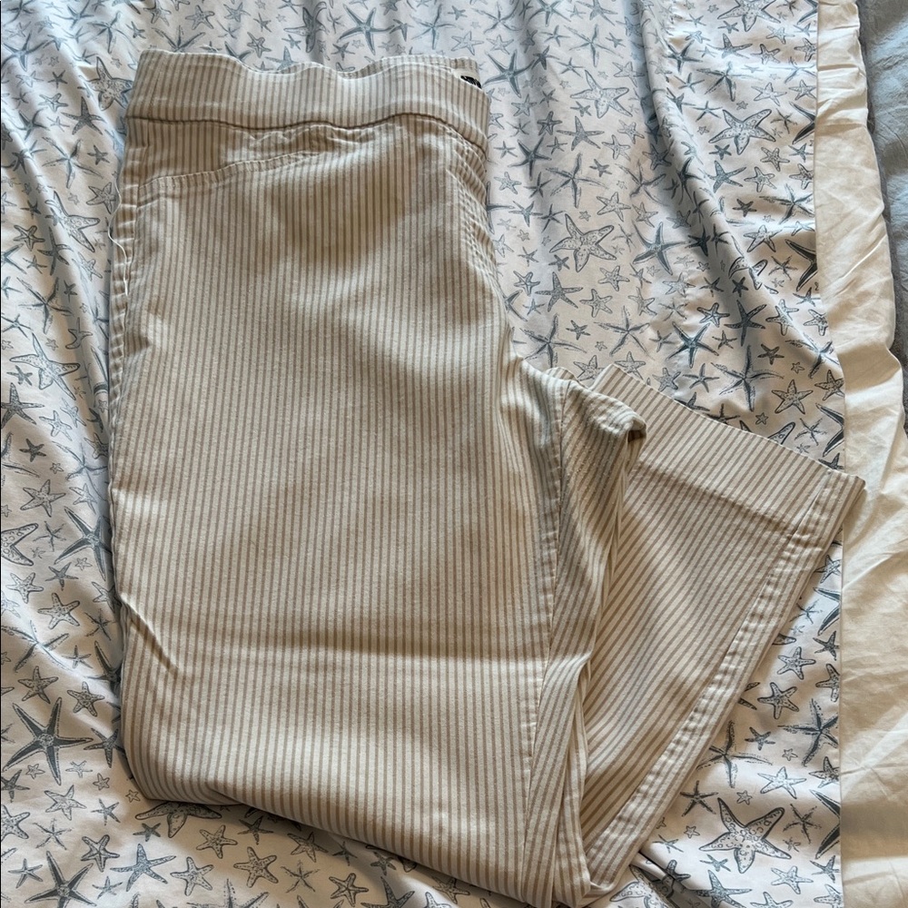 Anne Klein Women’s Stripe Ankle / Capri Tan Striped Pants